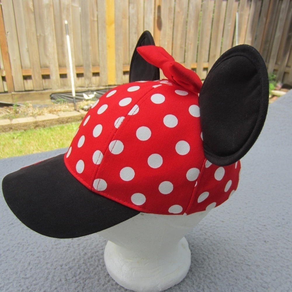 Disney Parks Minnie Mouse Ears Hat Youth Ball cap Bow Polka Dot Vacation - Picture 2 of 13